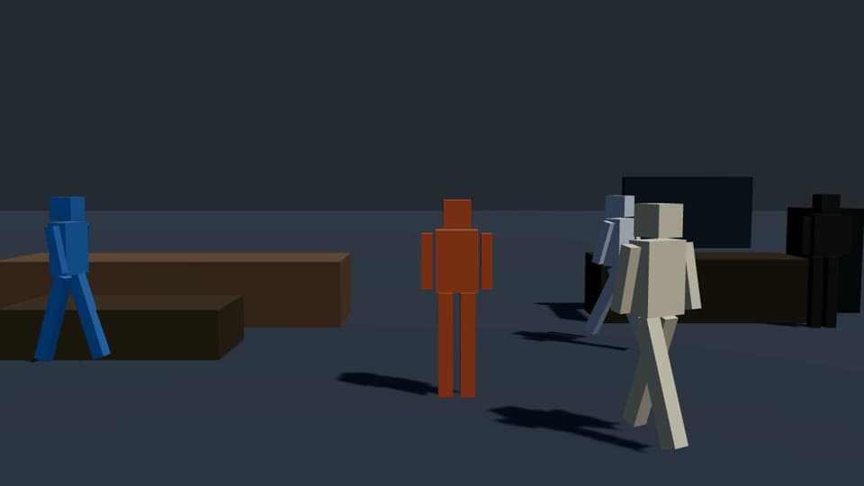 Blocky 3D blocking of the same scene